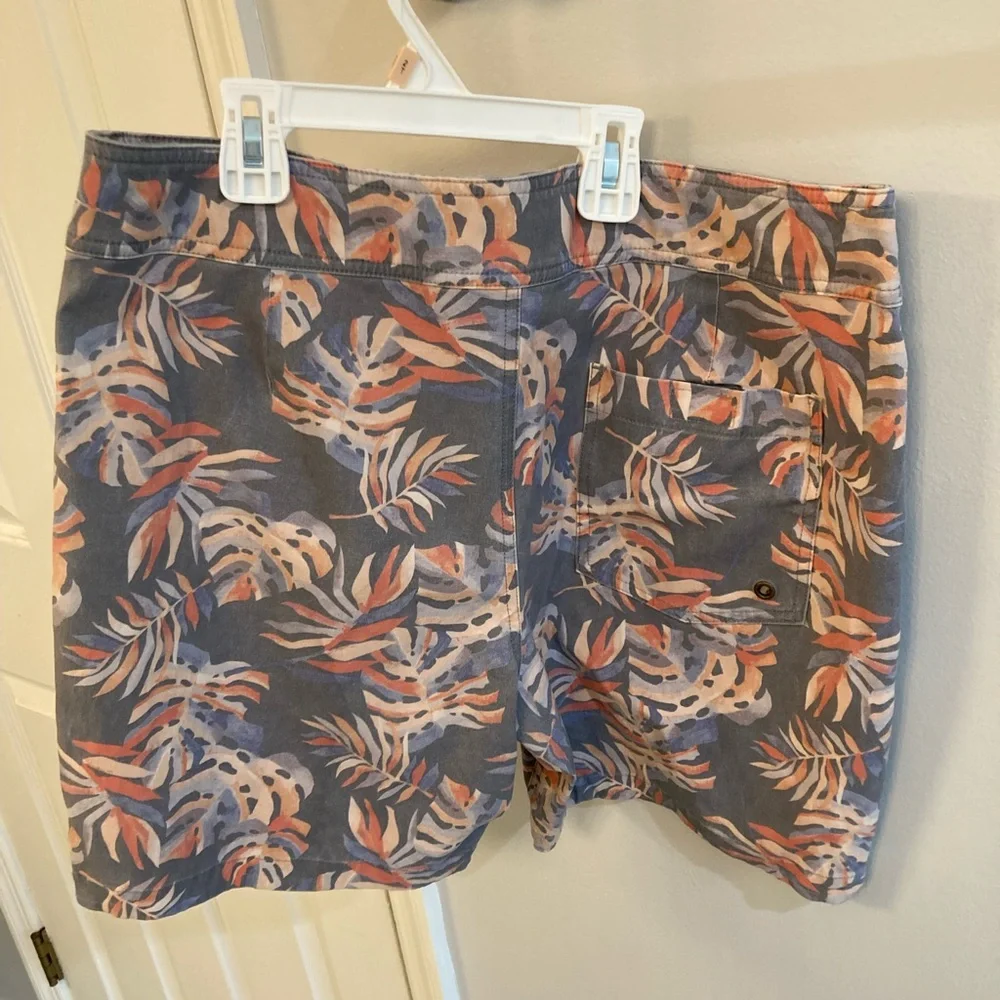 Marine Layer Swim Shorts Mens Large Gray Slater Trunks Tropical Floral Print 33